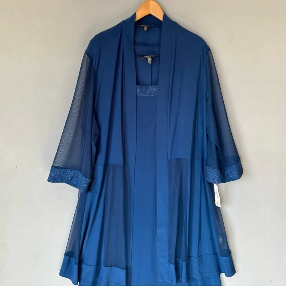 378. NWT R&M Richards Women's Plus Shift Dress with matching Jacket Peacock 3x